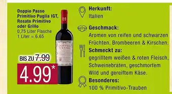 Marktkauf Doppio passo primitvio puglua igt, rosato primitivo oder grillo Angebot