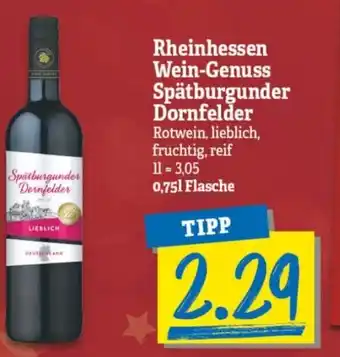 NP Discount Rheinhessen Wein Genuss Spätburgunder Dornfelder 0,75L Flasche Angebot