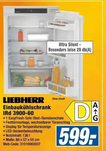 Expert Liebherr Einbaukühlschrank IRd 3900 60 Angebot