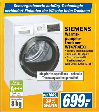 Expert Siemens Wärmepumpentrockner WT47R4EX1 Angebot