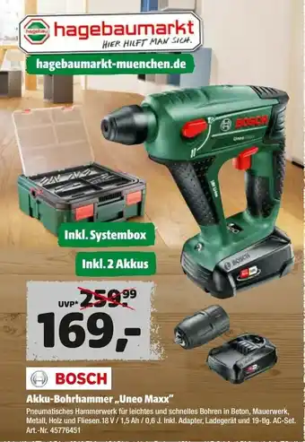 Hagebau Bosch Akku Bohrhammer Uneo Maxx Angebot