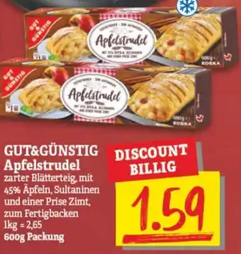 NP Discount Gut & Günstig Apfelstrudel 600g Packung Angebot