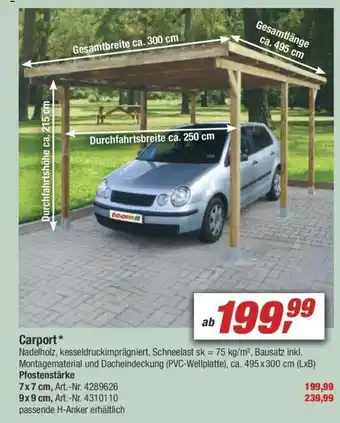 toom Baumarkt Carport oder Pfostenstärke Angebot