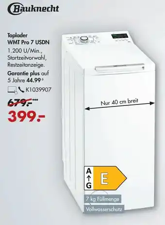 Galeria Bauknecht Toplader WMT Pro 7 USDN Angebot