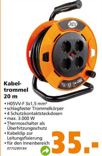 Globus Baumarkt Kabeltrommel 20 m Angebot