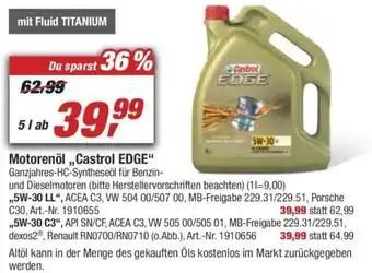 toom Baumarkt Motorenöl ,,Castro Edge" Angebot