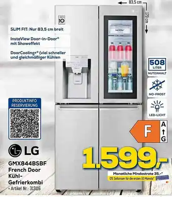 Euronics Berlet Lg gmx844bsbf french door kühl- gefrierkombi Angebot