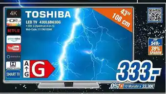 Expert Klein Toshiba led tv 43ul6b63dg smart tv Angebot