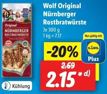 Lidl Wolf Original Nürnberger Rostbratwürste 300g Angebot