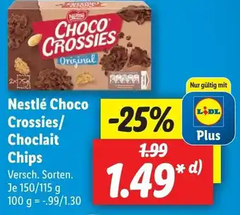 Lidl Nestlé Choco Crossies/ Choclait Chips 150/115g Angebot