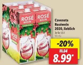 Lidl Caveneta Roséwein 2020, lieblich 6x1,5L Angebot