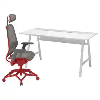 IKEA Utespelare / styrspel gamingschreibtisch und -stuhl hellgrau grau/rot Angebot