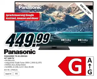 MediaMarkt Panasonic TX-43 JXW 604 43" UHD TV Angebot