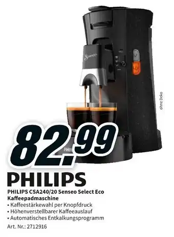 MediaMarkt Philips CSA240/20 Senseo Select Eco Kaffeepadmaschine Angebot