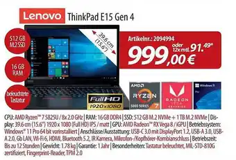 ACom PC Lenovo thinkpad e15 gen 4 Angebot