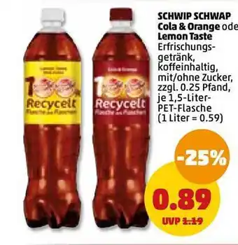 PENNY Schwip schwap cola & orange oder lemon taste Angebot