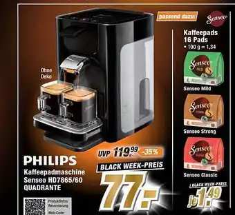 Expert Philips kaffeepadmaschine senseo hd7865.60 quadrante Angebot