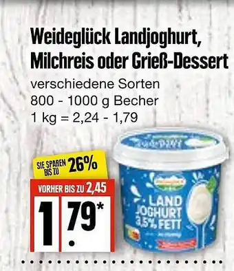 Edeka Weideglück landjoghurt, milchreis oder grieß-dessert Angebot