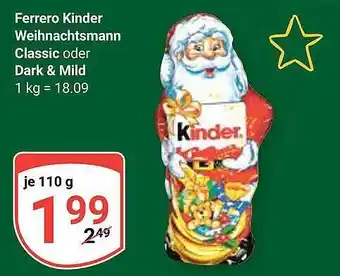 Globus Ferrero kinder weihnachtsmann classic oder dark & mild Angebot