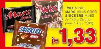 KODi Twix minis, mars oder snickers Angebot