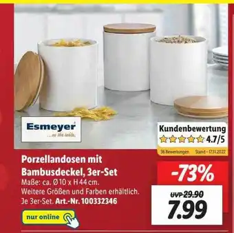 Lidl Esmeyer porzellandosen mit bambusdeckel, 3er-set Angebot