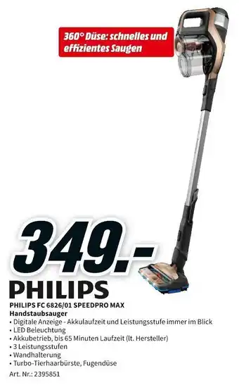 MediaMarkt Philips FC 6826/01 Speed Pro Max Handstaubsauger Angebot