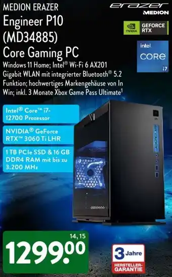 Aldi Nord Medion Erazer Engineer P10 (MD34885) Core Gaming PC Angebot