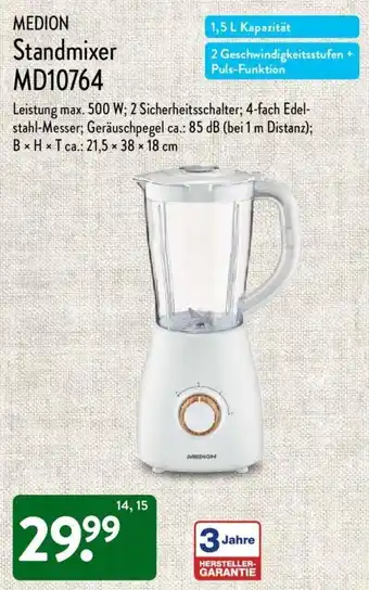 Aldi Nord Medion Standmixer MD10764 Angebot