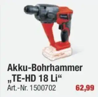 toom Baumarkt Akku Bohrhammer ,,TE-HD 18 Li" Angebot