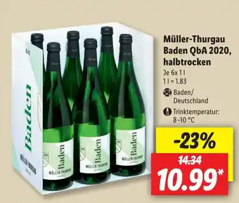 Lidl Müller Thurgau Baden QbA 2020, halbtrocken 6x1L Angebot