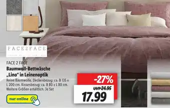 Lidl Face 2 Face Baumwoll-Bettwäsche ,,Lino" in Leineoptik Angebot