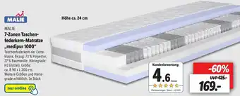 Lidl Malie 7-Zonen Taschenfederkern Matratze ,,medipur 1000" Angebot