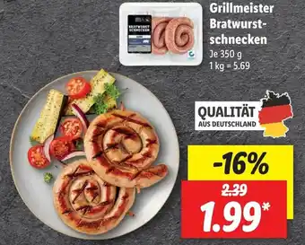 Lidl Grillmeister Bratwurstschnecken 350g Angebot