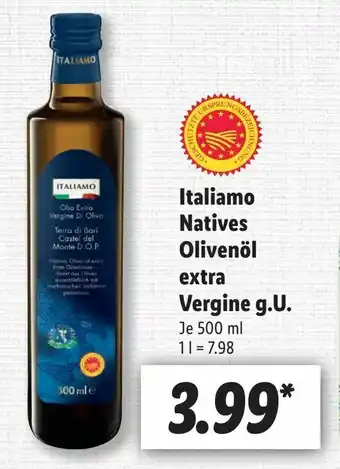 Lidl Italiamo Natives Olivenöl extra Vergine g.U. 500ml Angebot