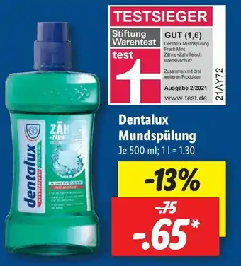 Lidl Dentalux Mundspülung 500ml Angebot