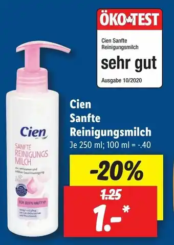 Lidl Cien Sanfte Reinigungsmilch 250ml Angebot