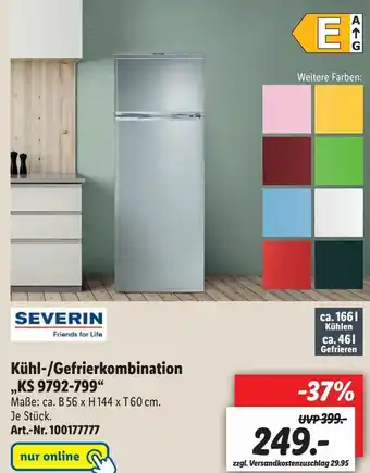 Lidl Severin Kühl-/Gefrierkombination ,,KS 9792-799" Angebot