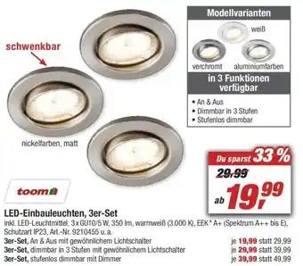 toom Baumarkt LED Einbauleuchten, 3er Set Angebot