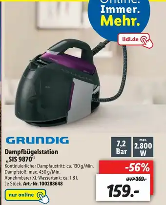 Lidl Grundig Damfbügelstation ,,SIS 9870" Angebot