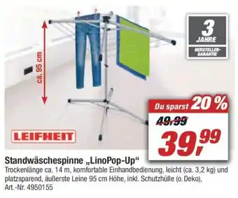 toom Baumarkt Leifheit Standwäschespinne ,,LinoPop-Up" Angebot