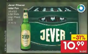 Netto Marken-Discount Jever pilsener oder fun Angebot