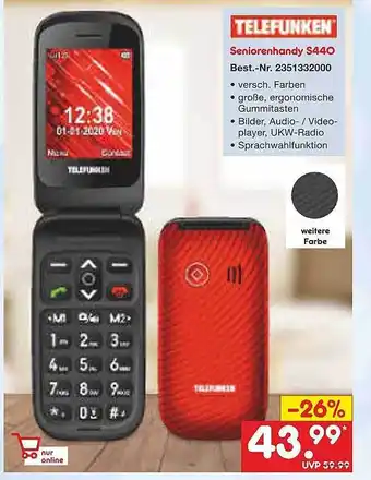 Netto Marken-Discount Telefunken seniorenhandy s440 Angebot