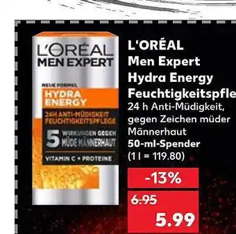 Kaufland L'oréal men expert hydra energy feuchtigkeitspflege Angebot