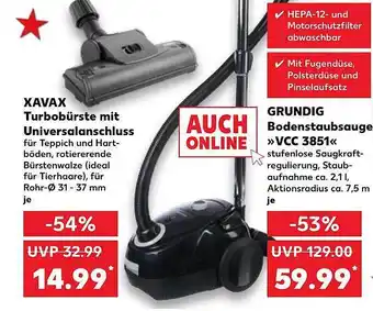 Kaufland Xavax turbobürste mit universalanschluss oder grundig bodenstaubsauger vcc3851 Angebot