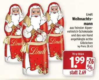 Wasgau Lindt Weihnachtsmann 70 g Stück Angebot