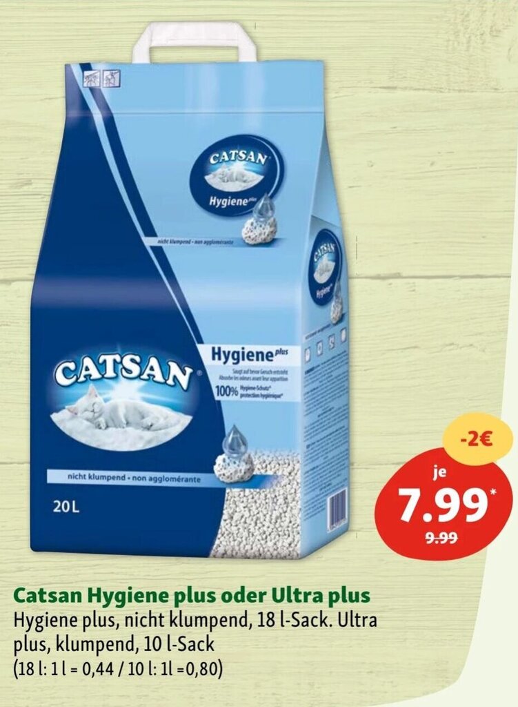 Catsan Hygiene Plus o. Ultra Plus Katzenstreu 18L Angebot bei Fressnapf