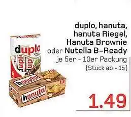 akzenta Duplo, hanuta, hanuta riegel, hanuta brownie oder nutella b-ready Angebot