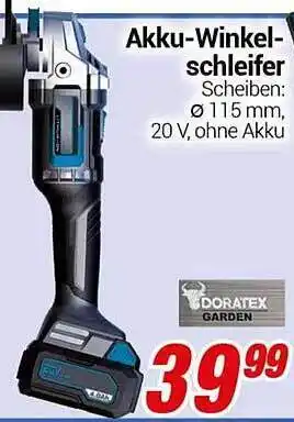 CENTERSHOP Akku-winkelschleifer doratex Angebot