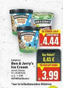 E-Center Langnese ben & jerry's ice cream Angebot