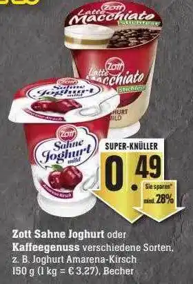 Scheck-in-Center Zott sahne joghurt oder kaffeegenuss Angebot